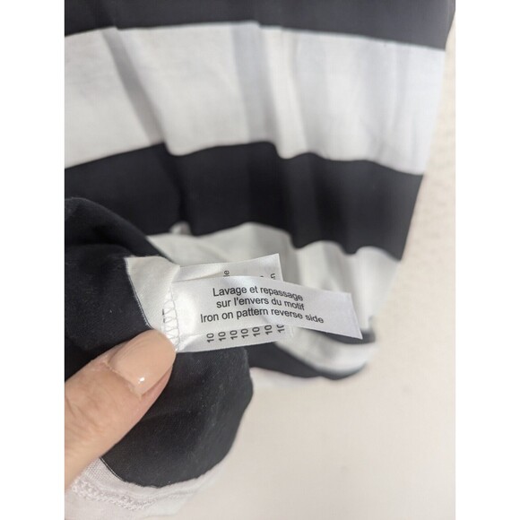 NWT Women's Lacoste Shirt Top Black Stripe Red Logo Spell Out Cotton Size 40 - Picture 4 of 9